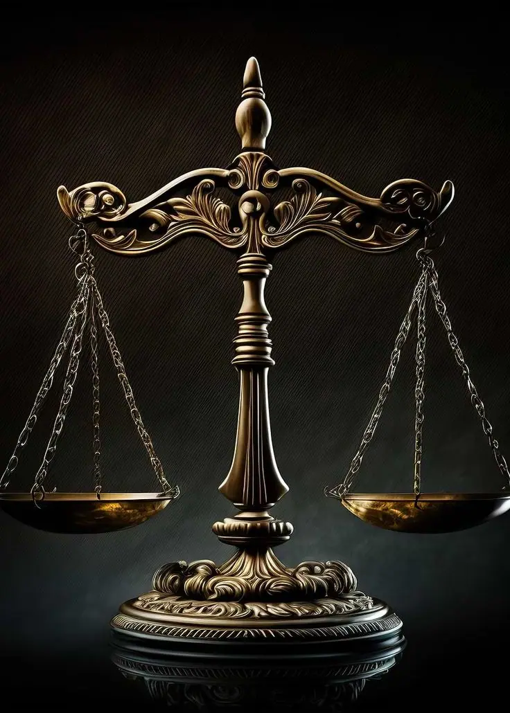 Scales of justice on a chambers desk